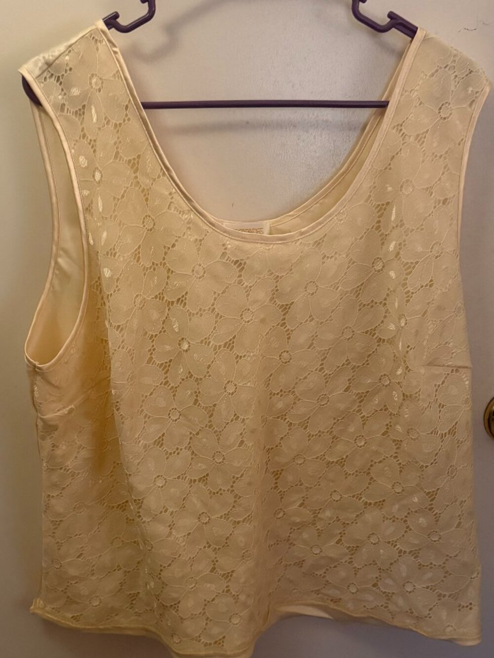 Escapades Yellow Lace Sleeveless Blouse W 2X